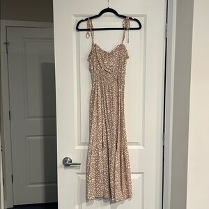 Lush Brown and White Patterned Dress